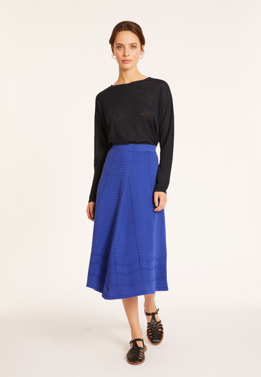 T-shirt en lin flammé boutonné dos - Polly 8040 - 05 Bleu marine