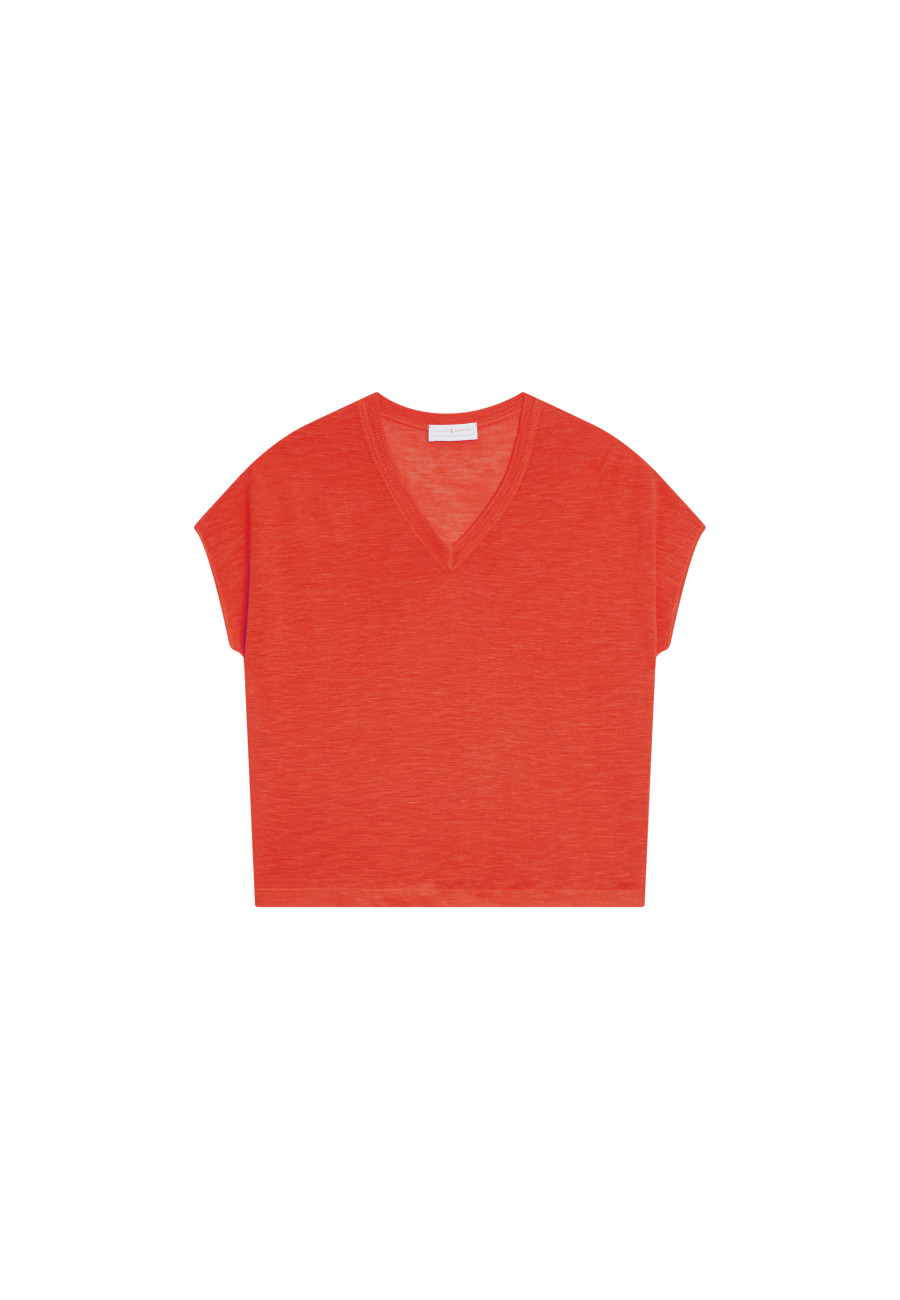 Camiseta de linho com decote em V - Marra