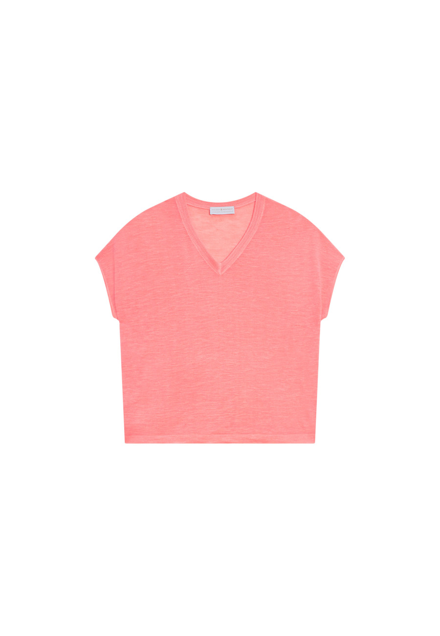 Camiseta de linho com decote em V - Marra