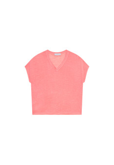 T-shirt ample col V en lin flammé - Marra