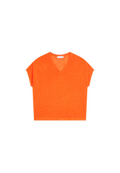T-shirt ample col V en lin flammé - Marra