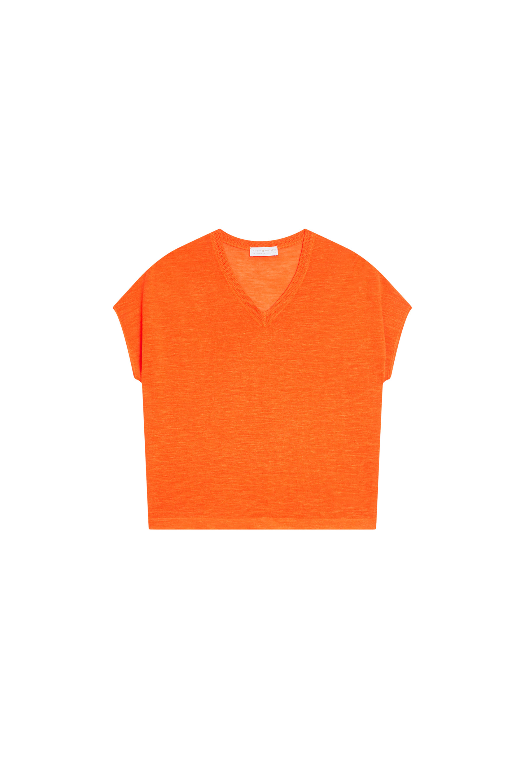 Flamed linen V-neck loose T-shirt - Marra