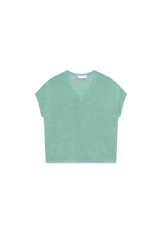 T-shirt ample col V en lin flammé - Marra