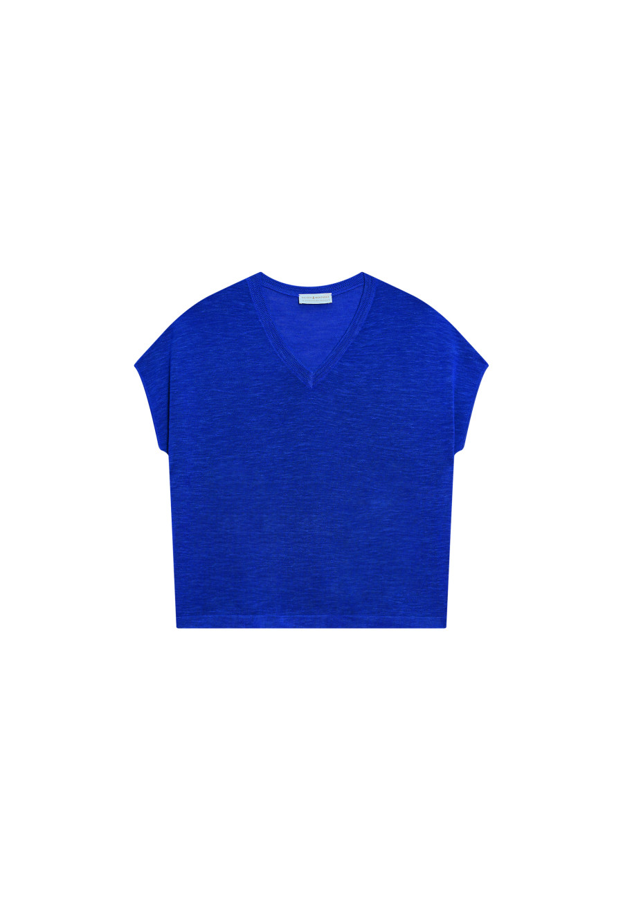 Camiseta de linho com decote em V - Marra