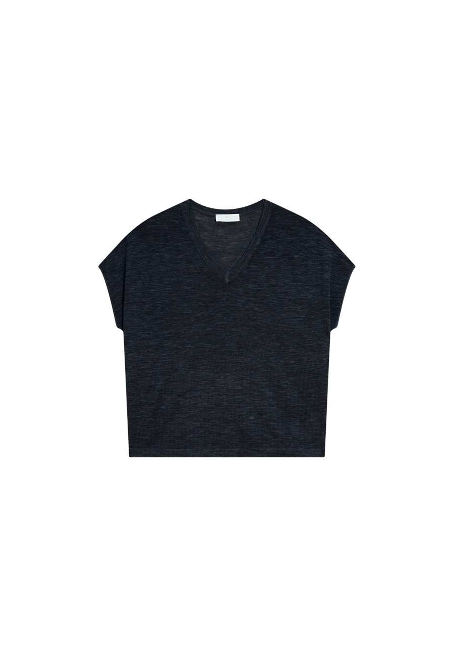 Camiseta de linho com decote em V - Marra