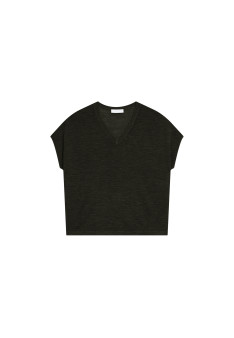 T-shirt ample col V en lin flammé - Marra