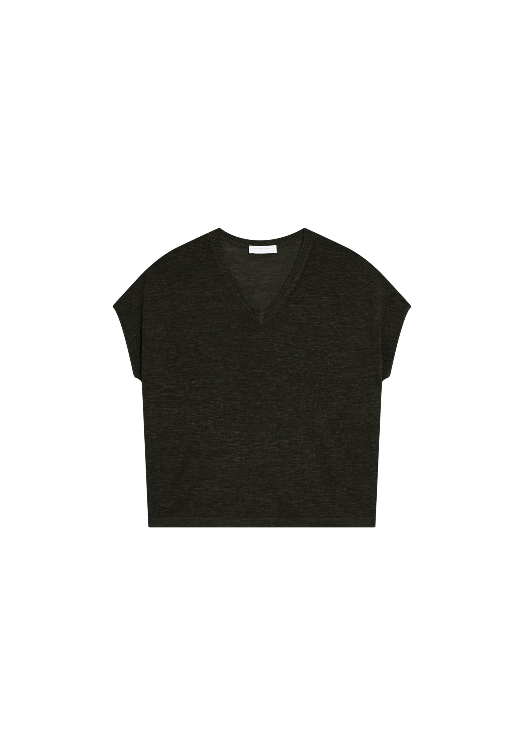 Flamed linen V-neck loose T-shirt - Marra