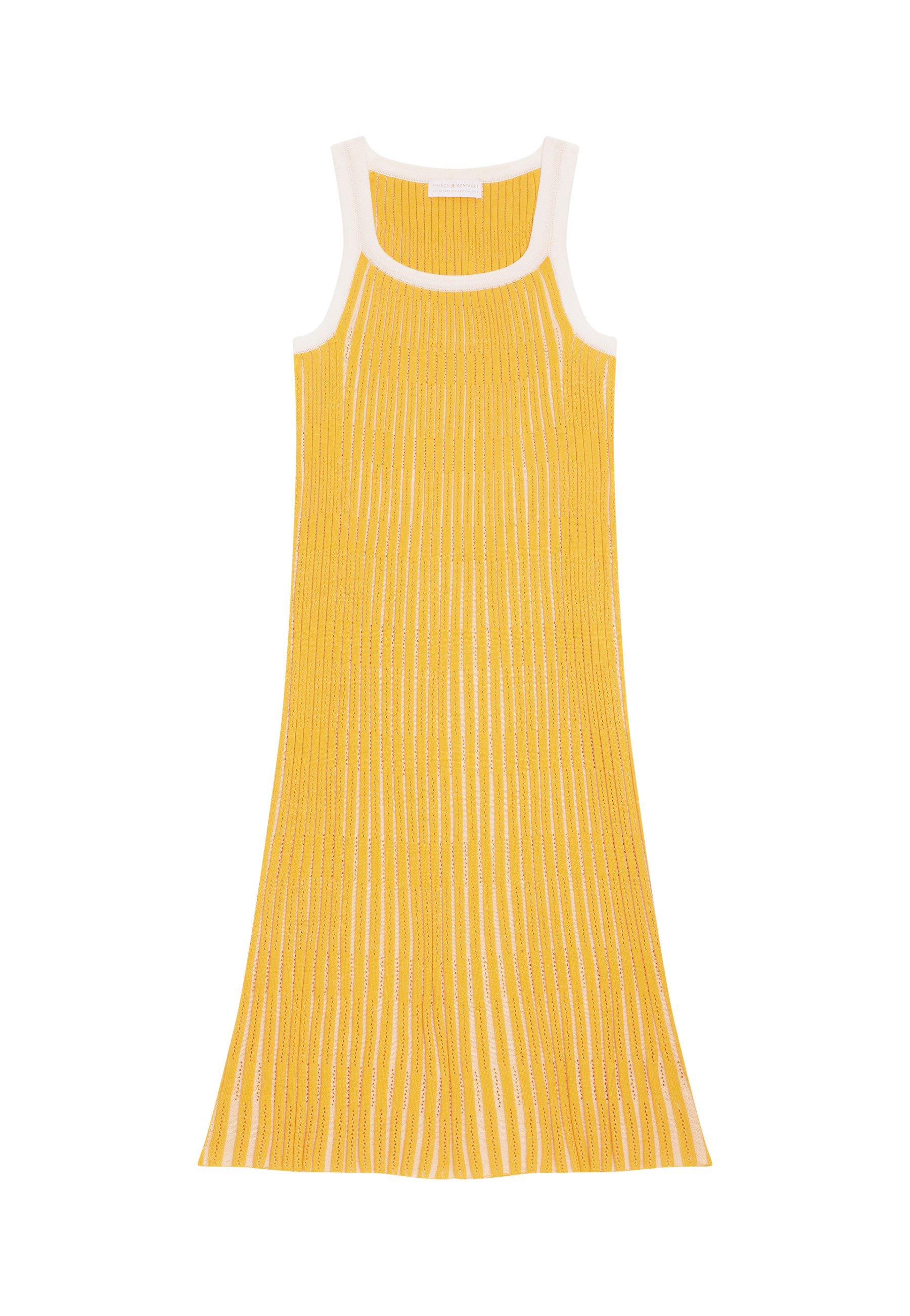 Robe plissée en coton bio - Melodie 8126 ecru-ambre - 89 Moutarde