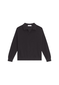 Long sleeve polo shirt in brushed cotton - Melvina