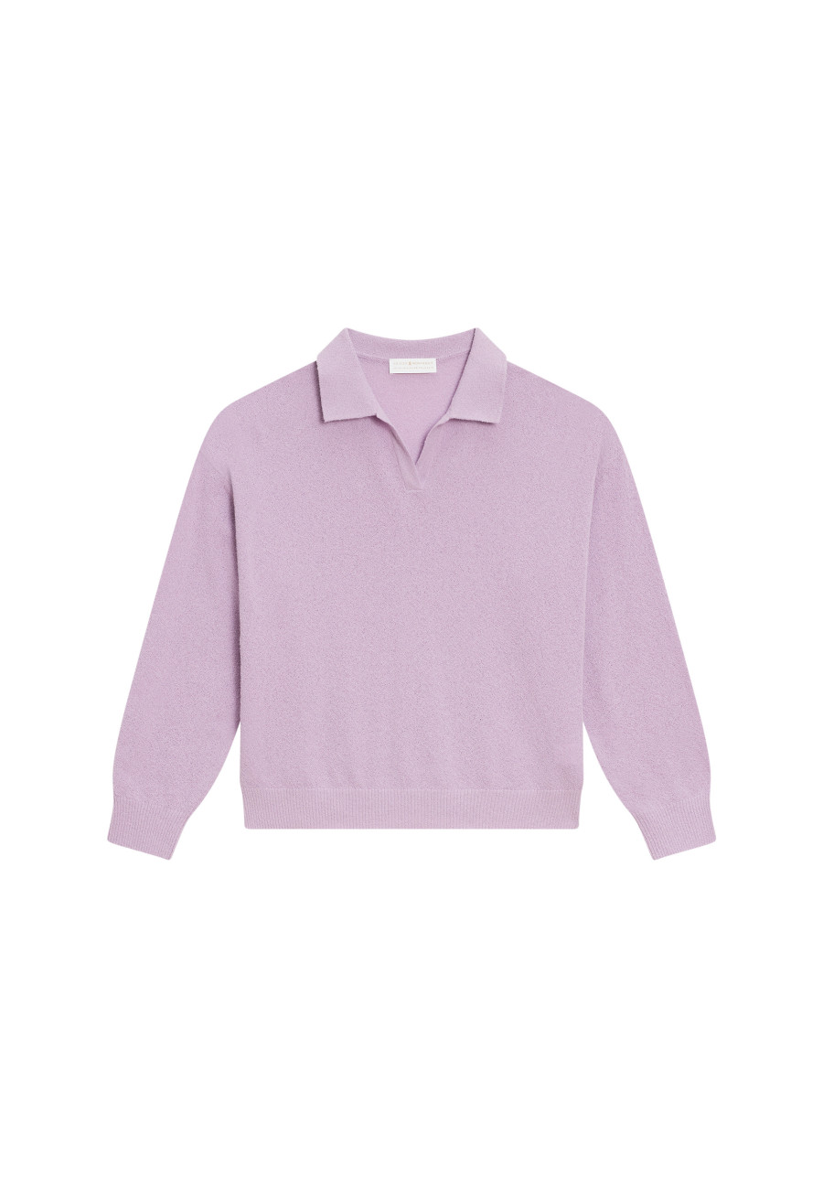 Long sleeve polo shirt in brushed cotton - Melvina