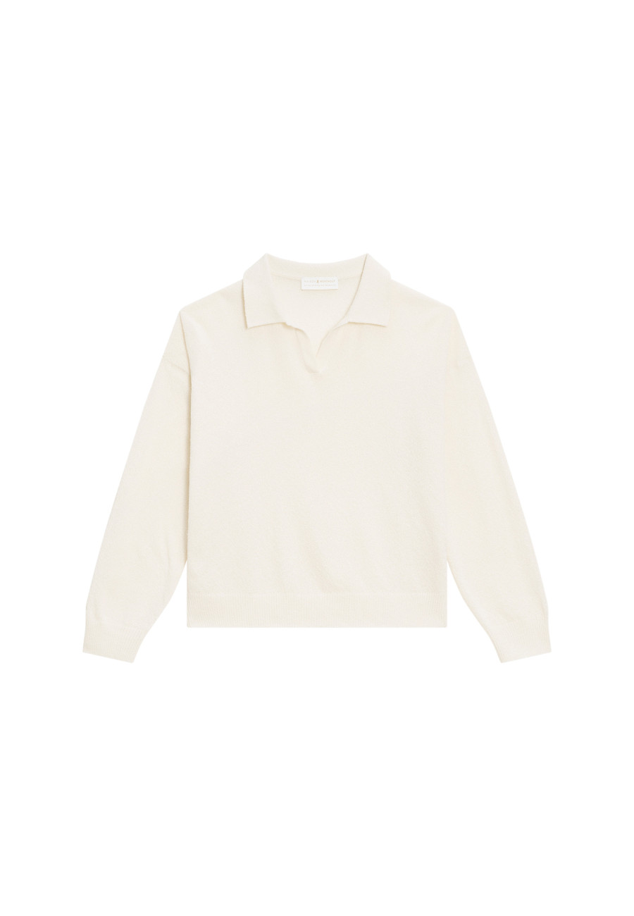 Long sleeve polo shirt in brushed cotton - Melvina