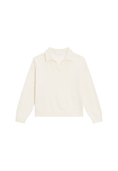 Long sleeve polo shirt in brushed cotton - Melvina