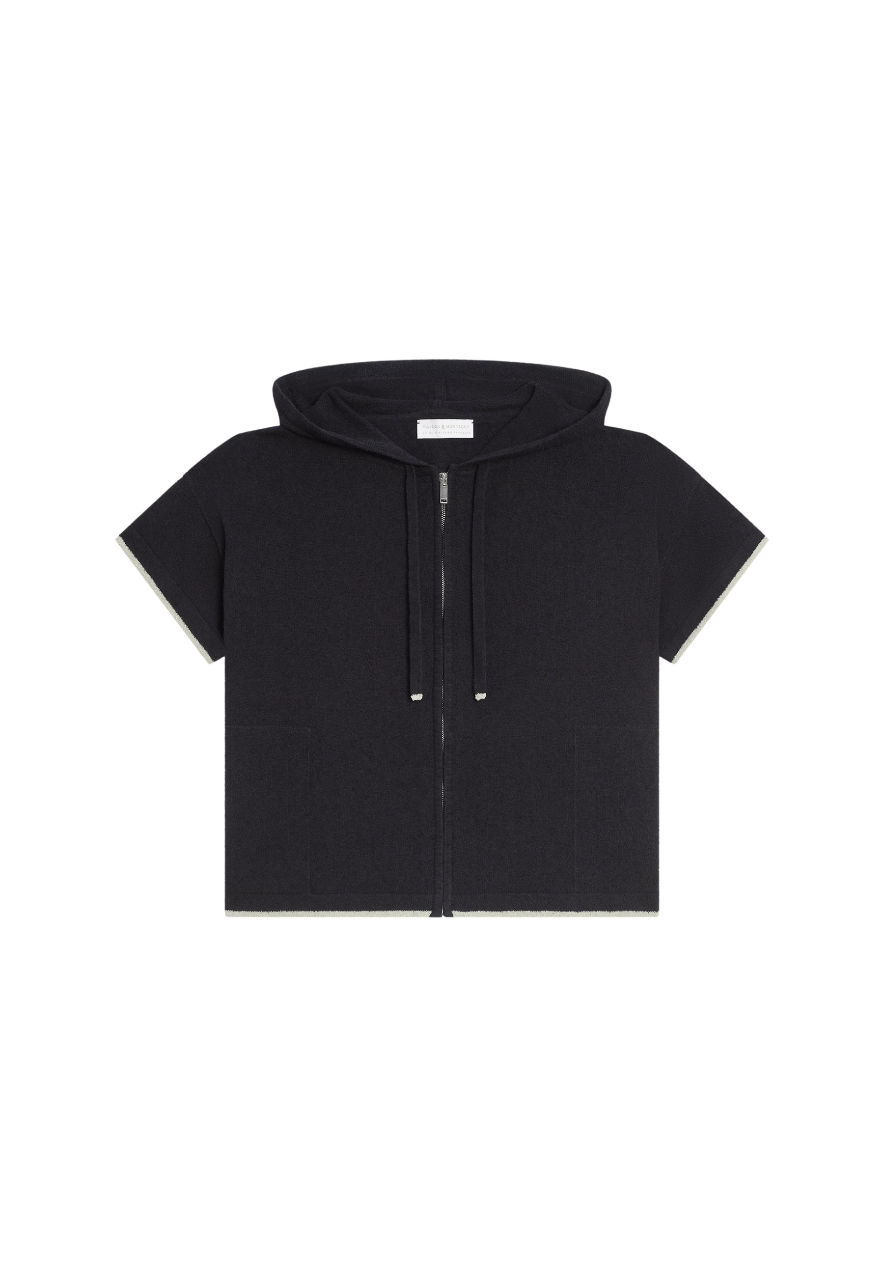 Sweat zippé manches courtes en coton brossé - Mackenzie