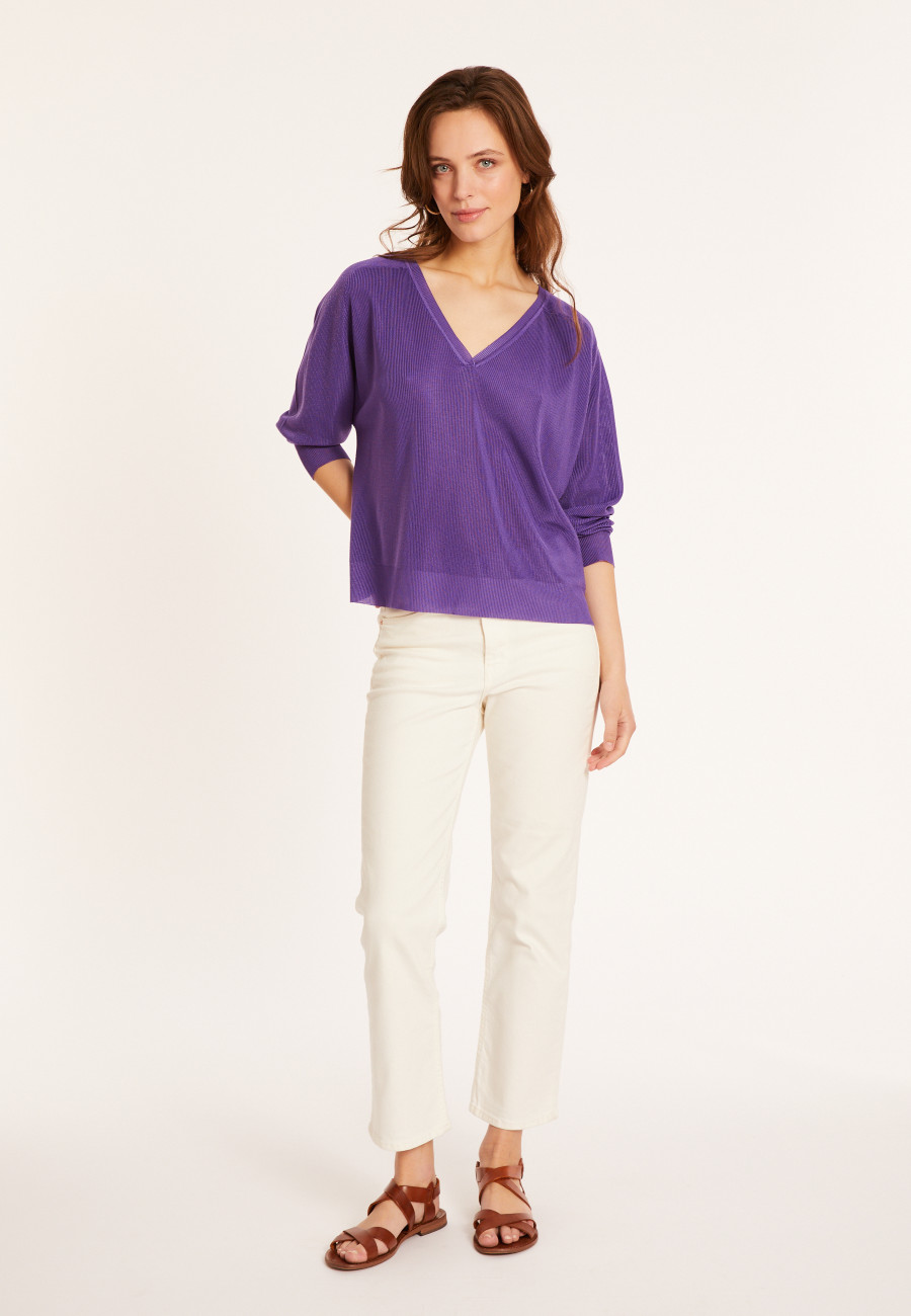 V-neck sweater in fil lumiere - Maja