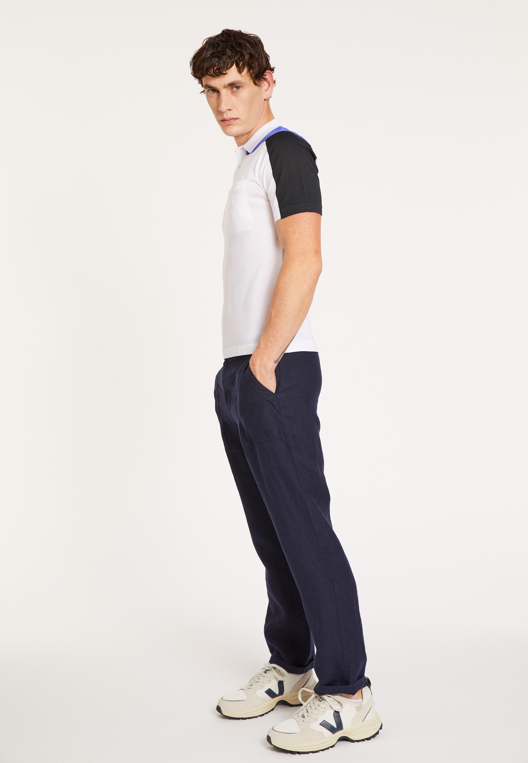 Polo Fil Lumière tricolore - Fadel 0330 - 02 Blanc