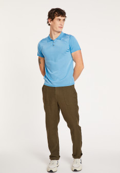  	Polo manches courtes en Fil Lumière - Babar 6843 azur - 04 Bleu clair