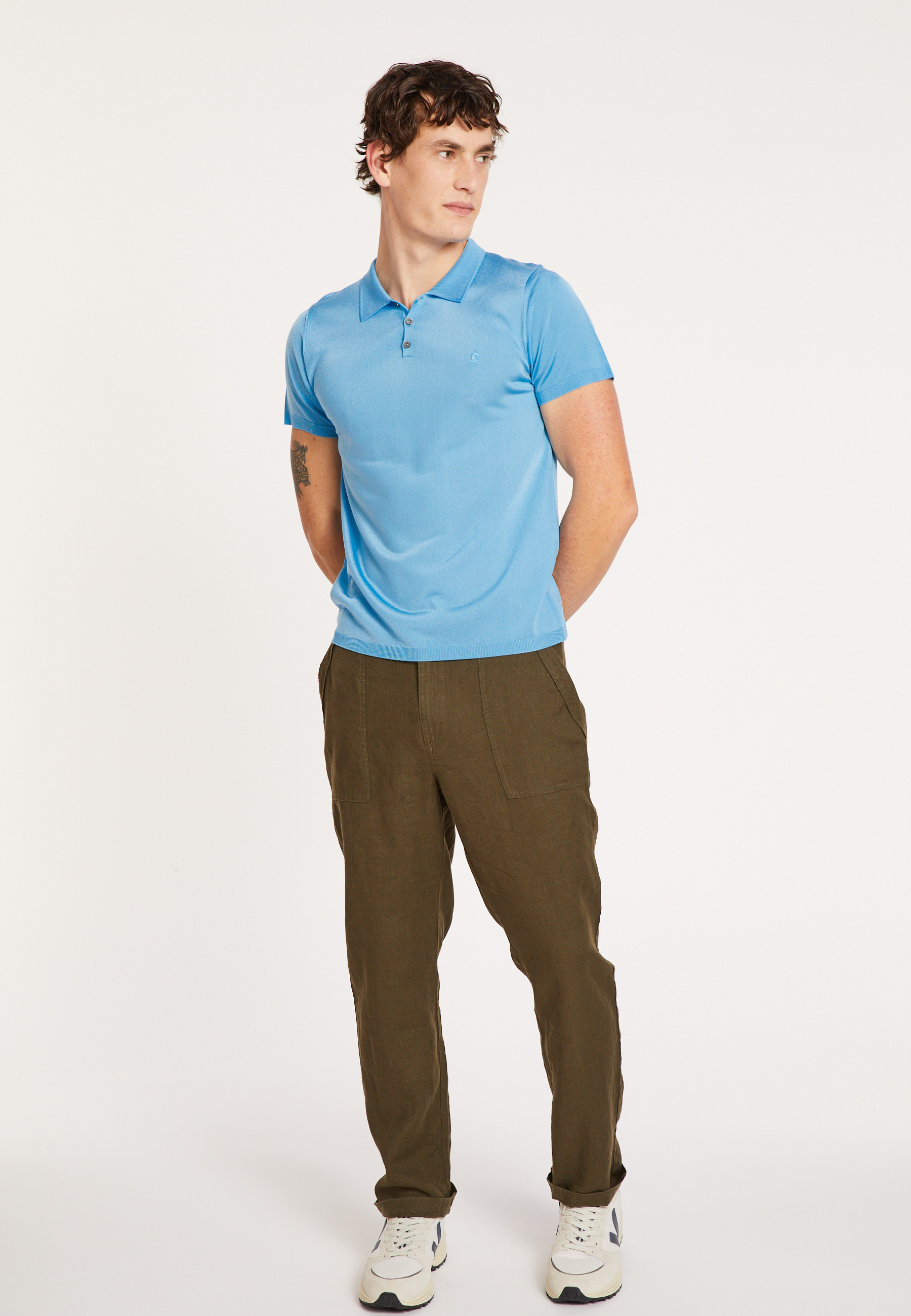  	Polo manches courtes en Fil Lumière - Babar 6843 azur - 04 Bleu clair