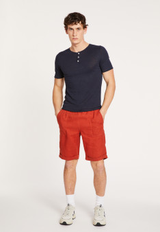 T-shirt col boutonné en lin - Leonce 6440 - 05 Bleu marine