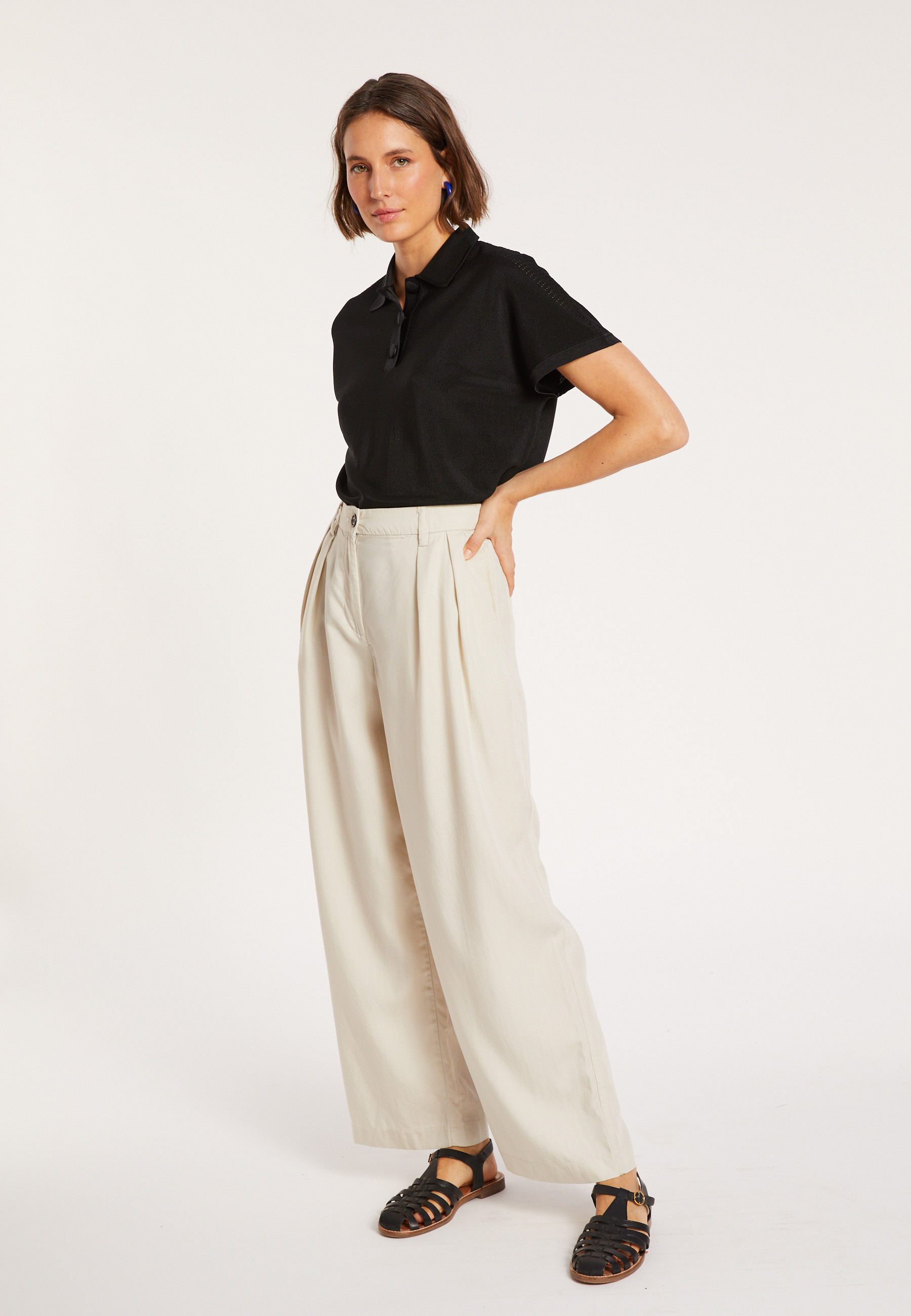 Polo en fil lumière - Melisse 8010 - 01 Noir