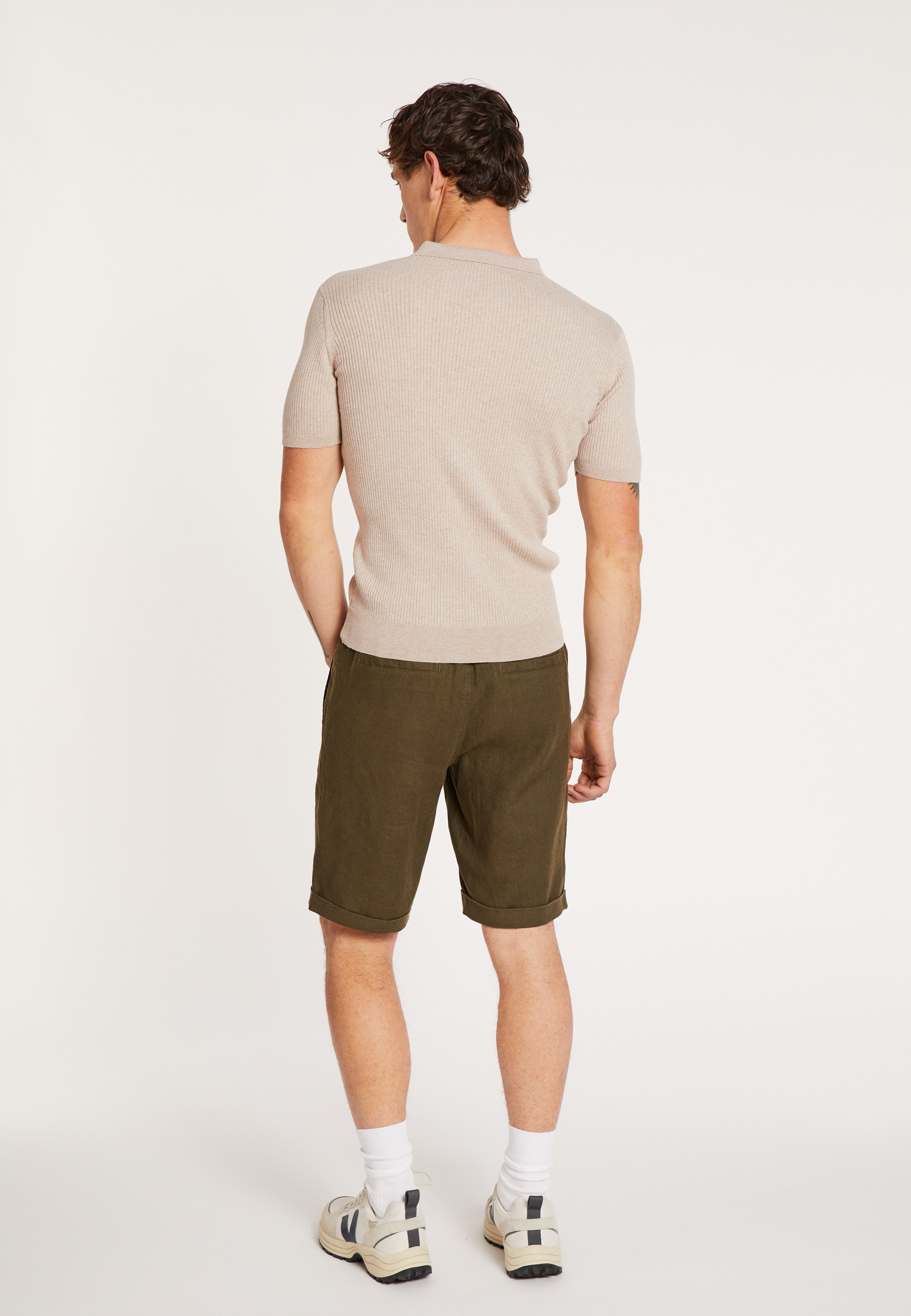  	Polo en coton et laine - Lou 7104 dune/marine - 13 Beige moyen