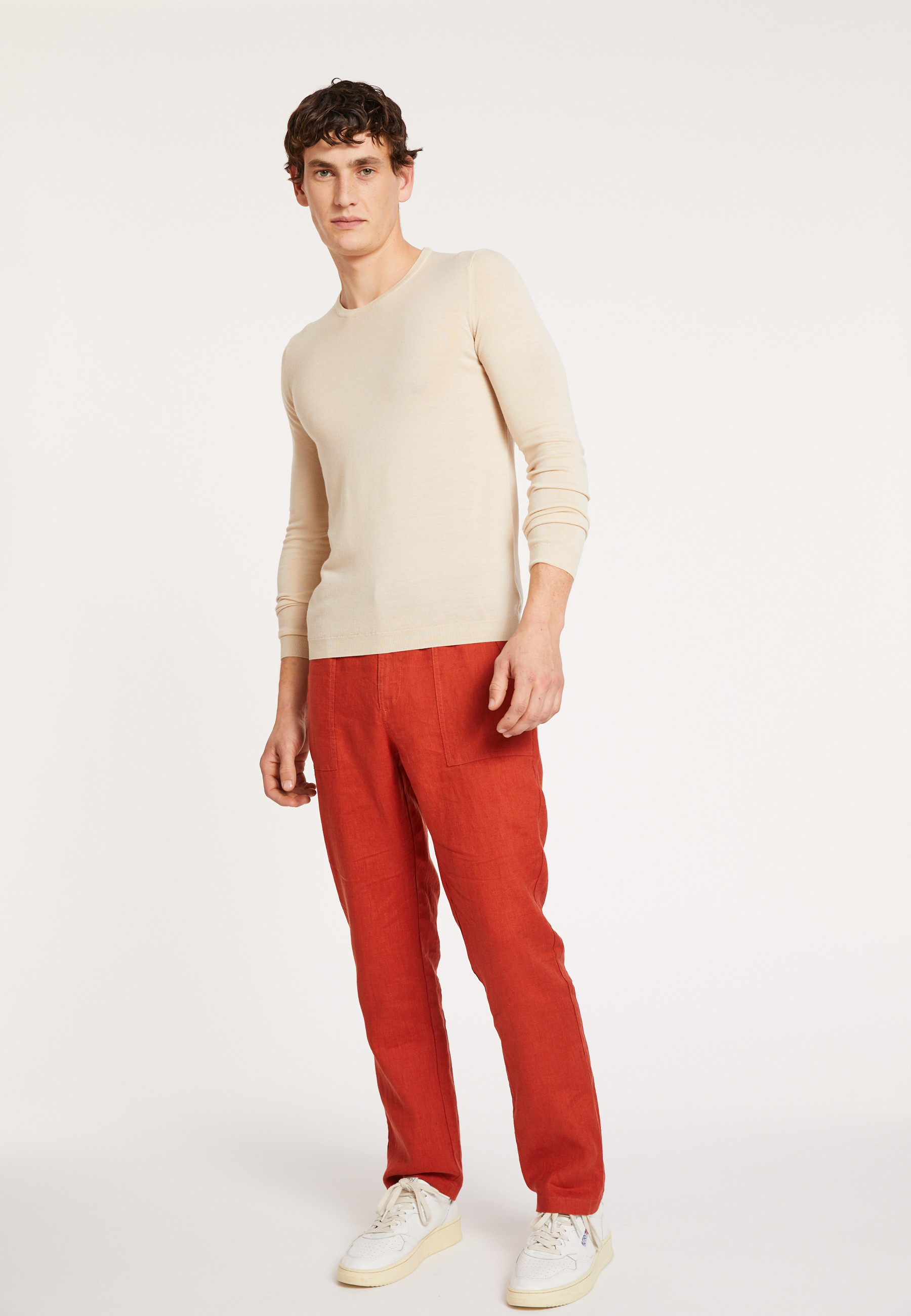 Pull col rond en laine mérinos - Bardem 6801 - 12 Beige clair