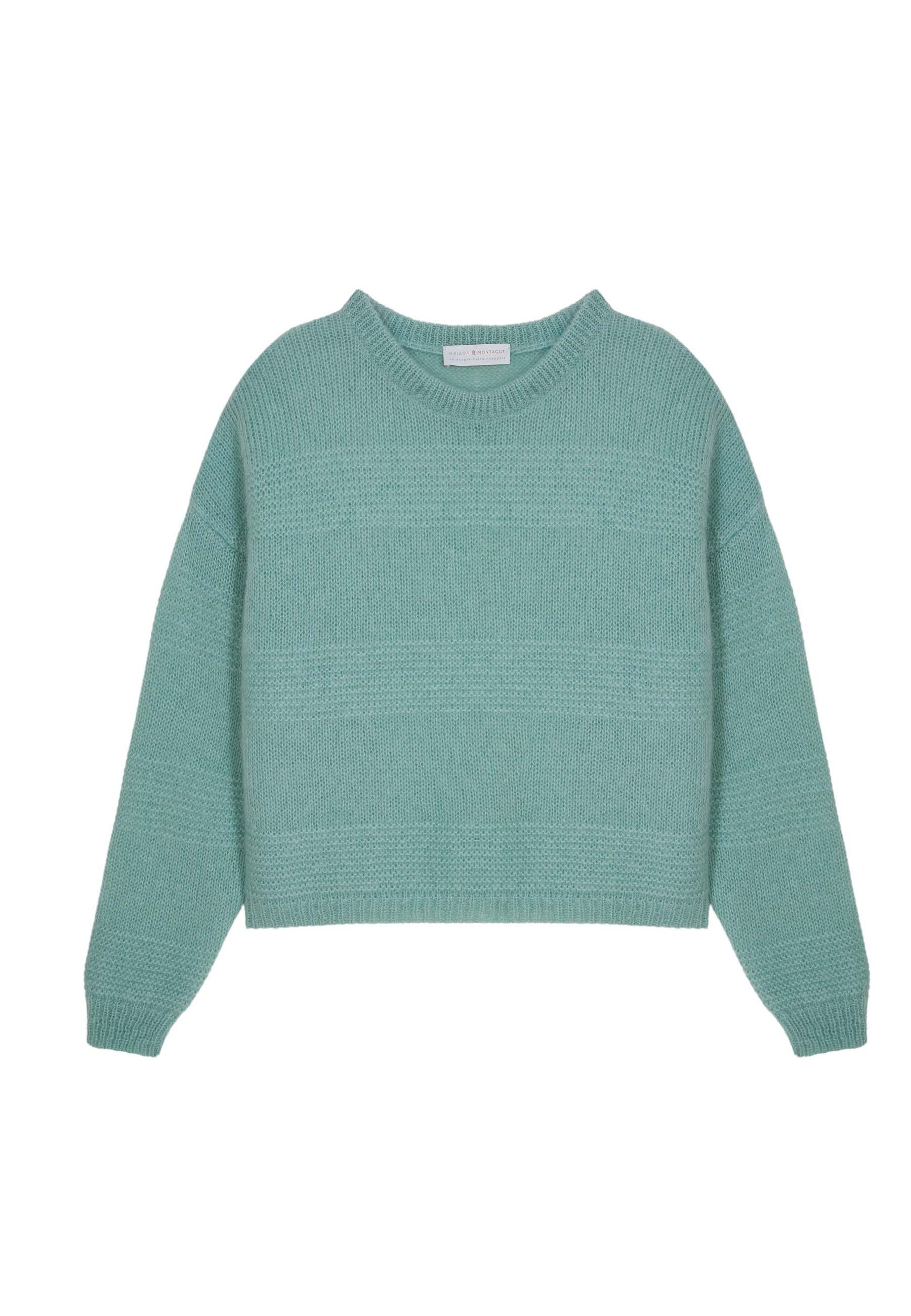 Pull ample bicolore en mohair - Gaby 7832 - 94 Vert amande