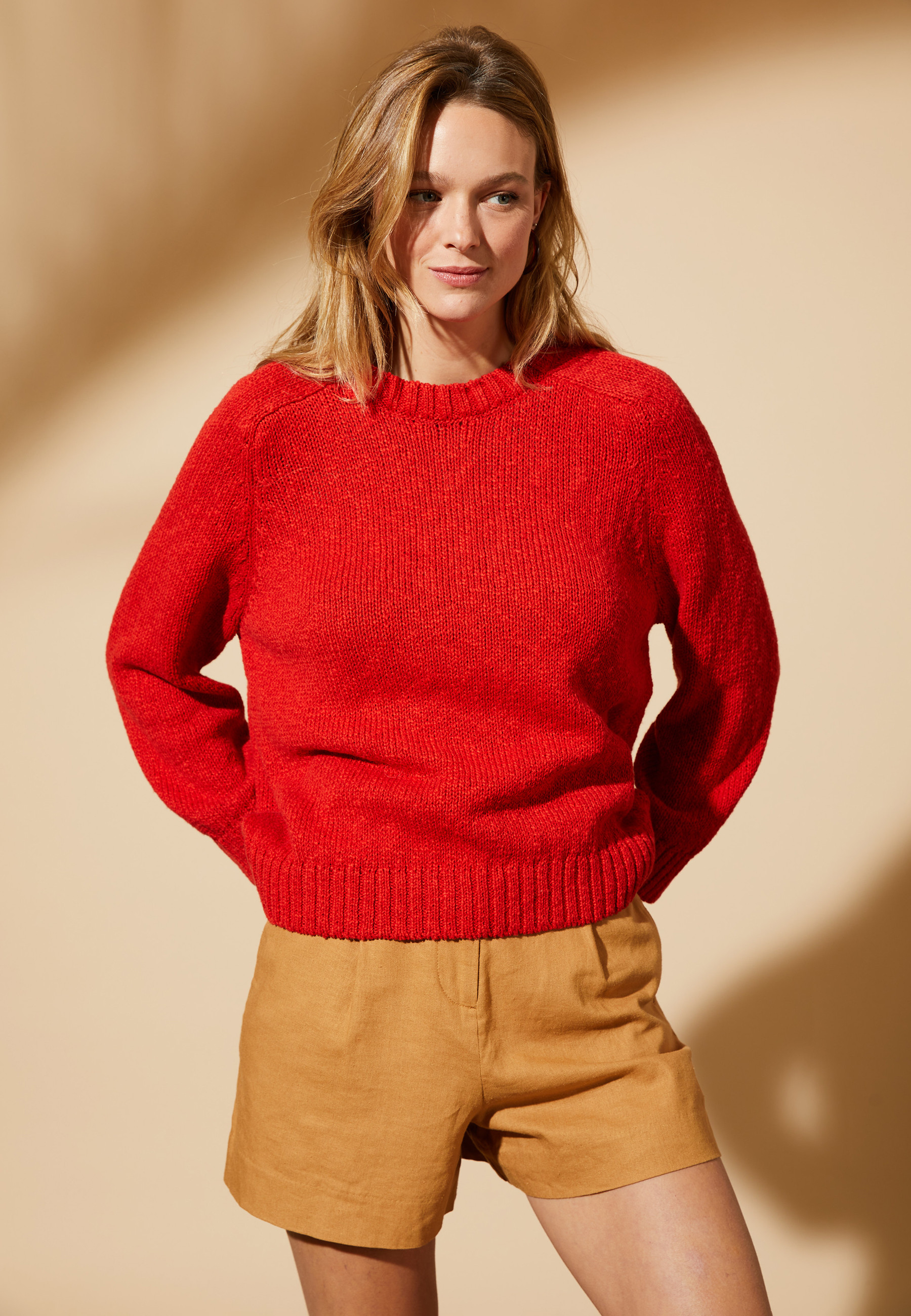 Cotton and linen hammer armhole sweater - Mick