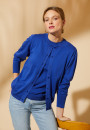 Cardigan col rond en coton bio - Manel 8041 majorelle - 03 Bleu foncé
