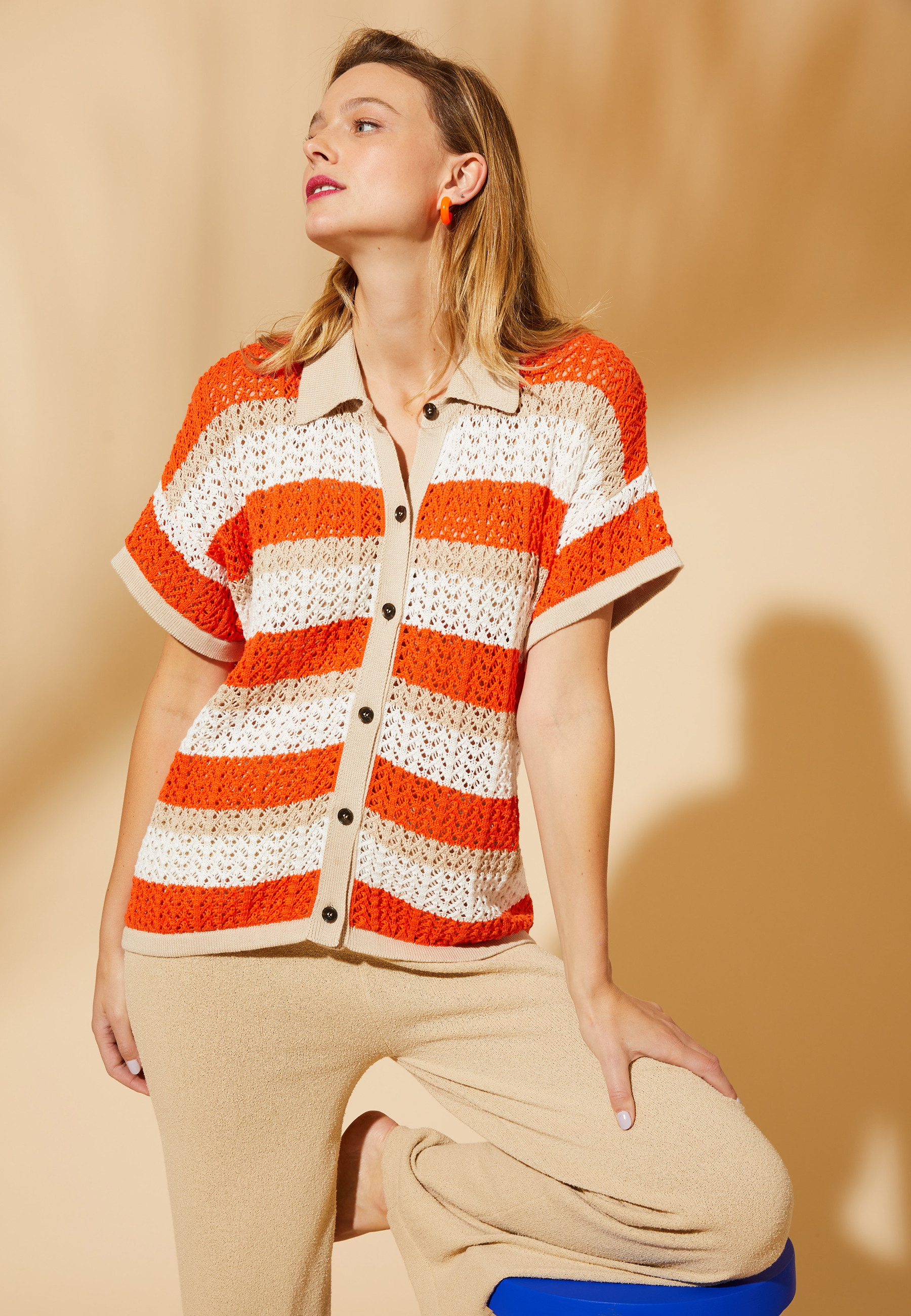 Organic cotton openwork blouse - Merlin