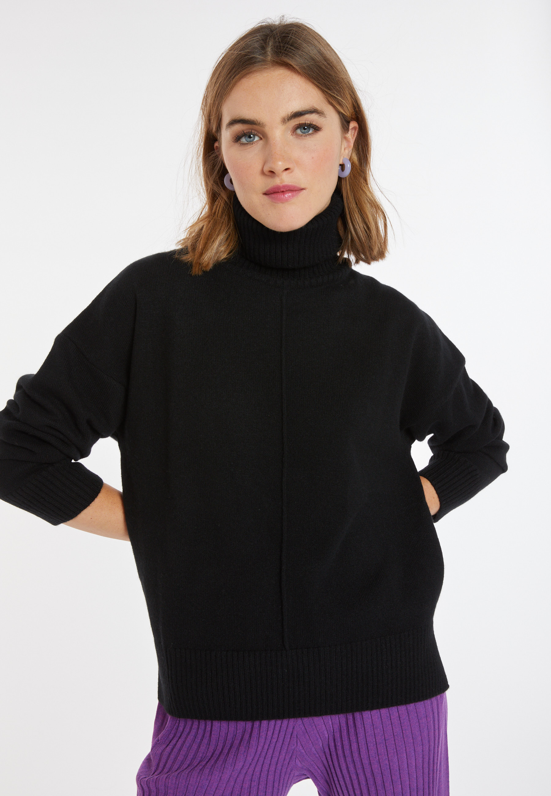 Turtleneck sweater with cashmere slits - Adena