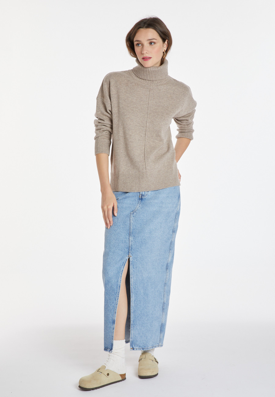 Turtleneck sweater with cashmere slits - Adena