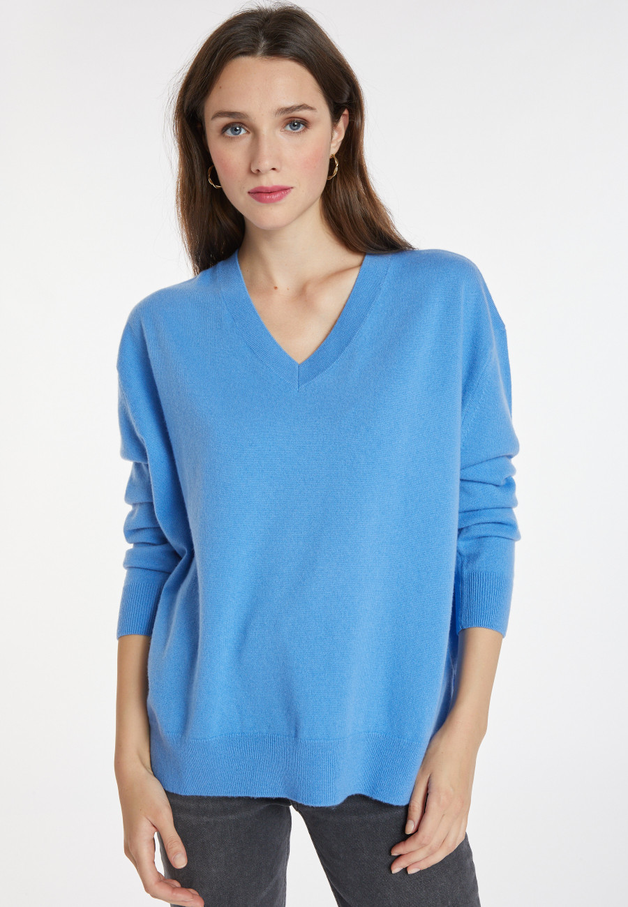 Loose sweater with V-neck slits in cashmere - Alienor