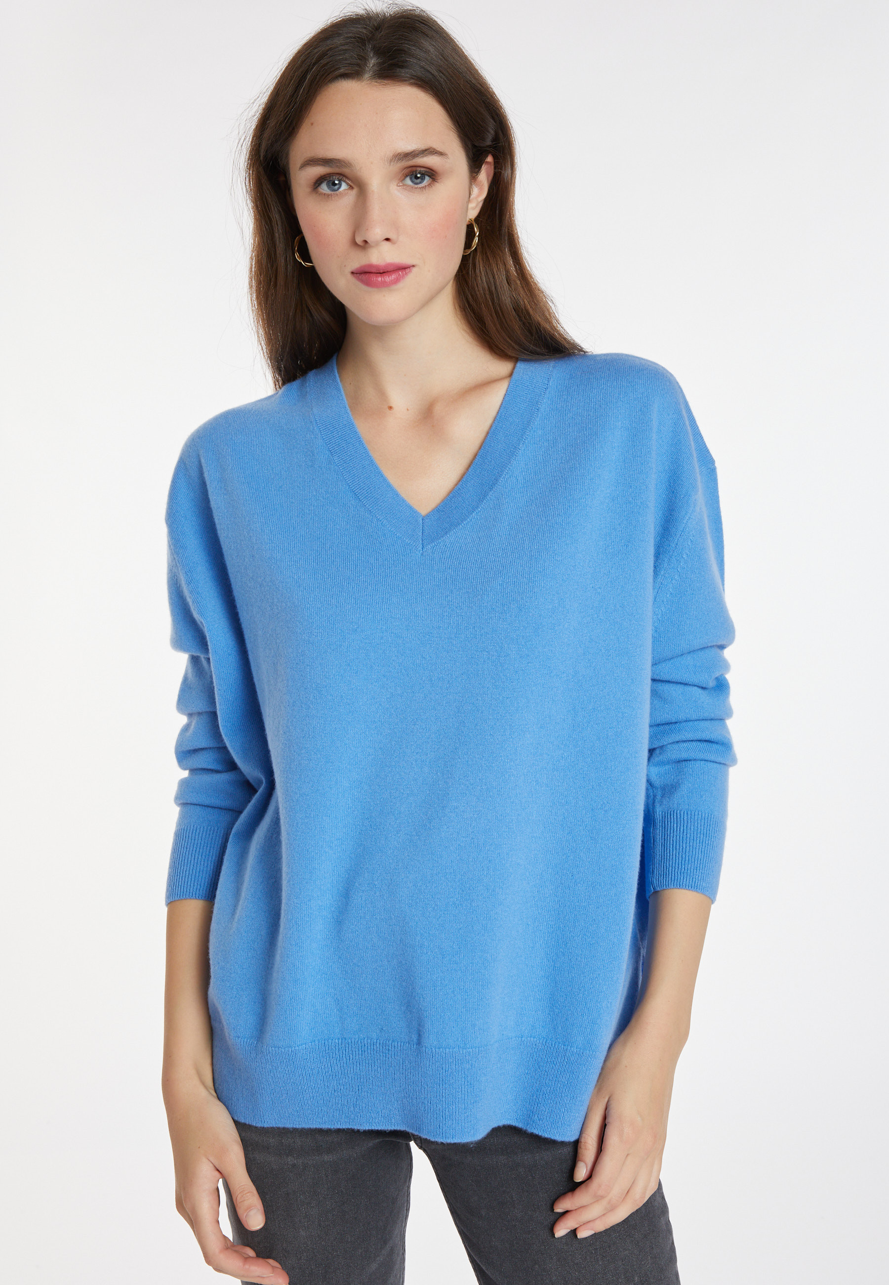 Loose sweater with V-neck slits in cashmere - Alienor
