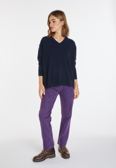 Loose sweater with V-neck slits in cashmere - Alienor
