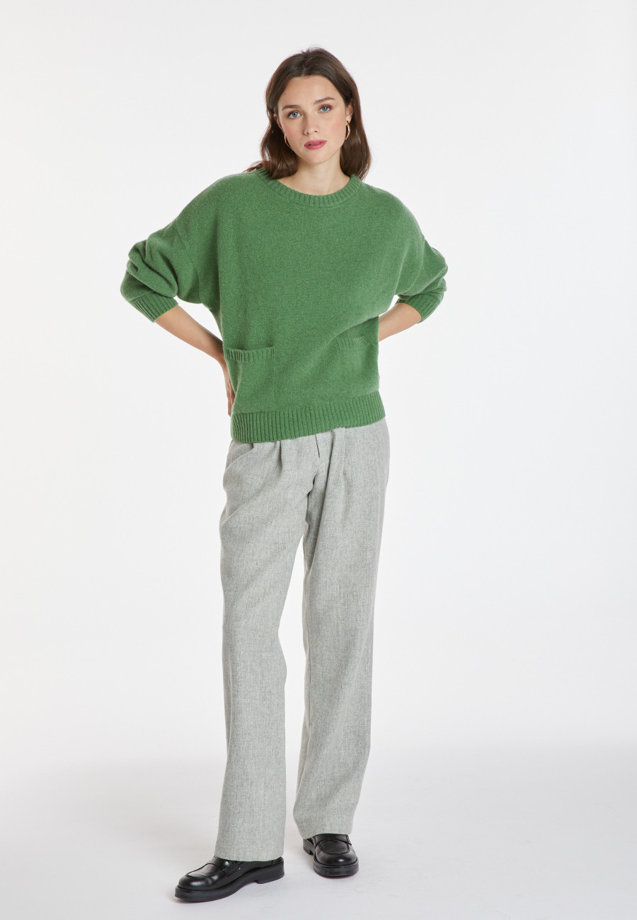 Loose-fitting cashmere and wool sweater with pockets - Davina