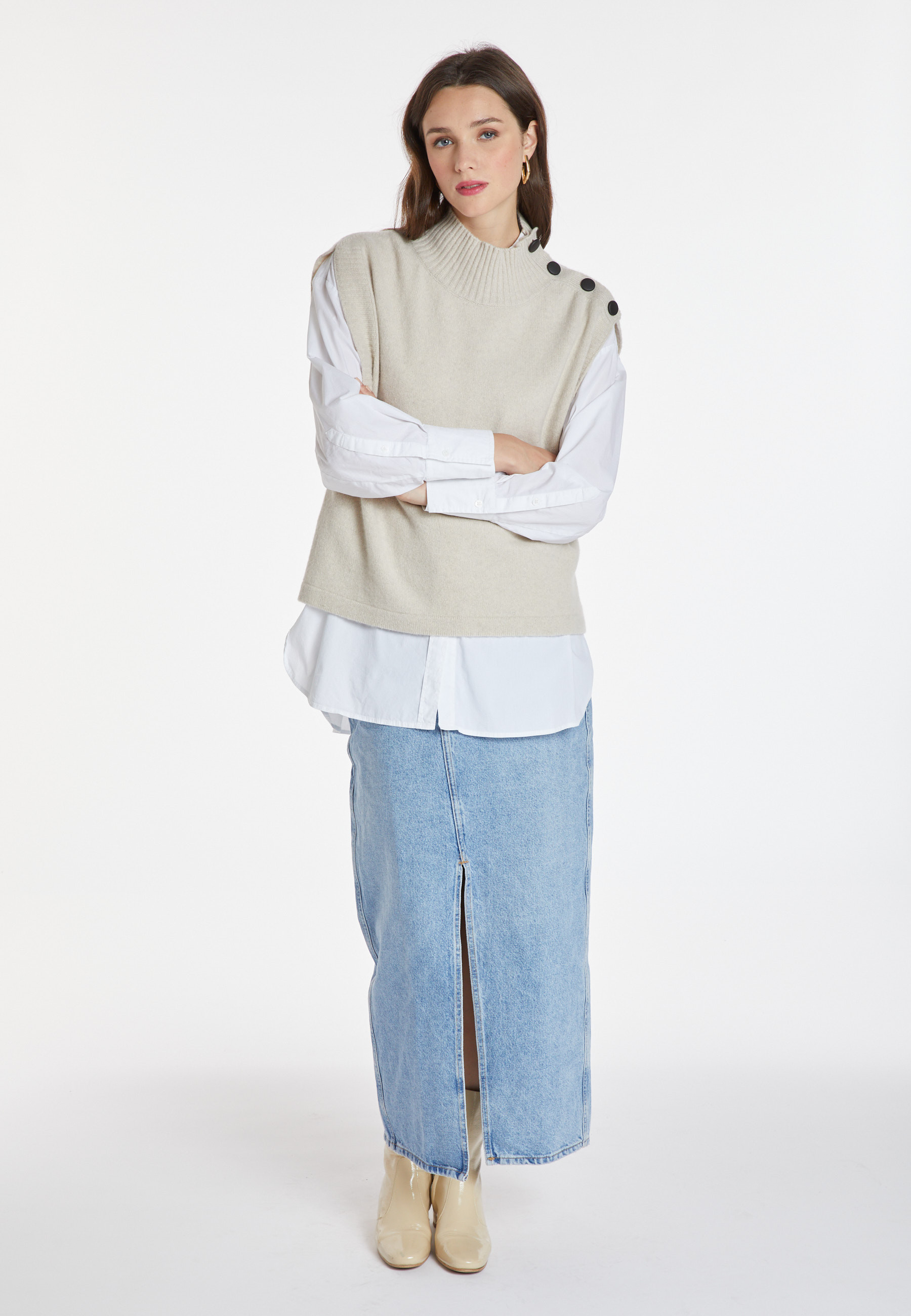 Pull sans manches en cachemire et laine - Anika 8201