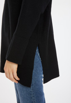 Long zip-neck sweater in wool and cashmere - Charlotte