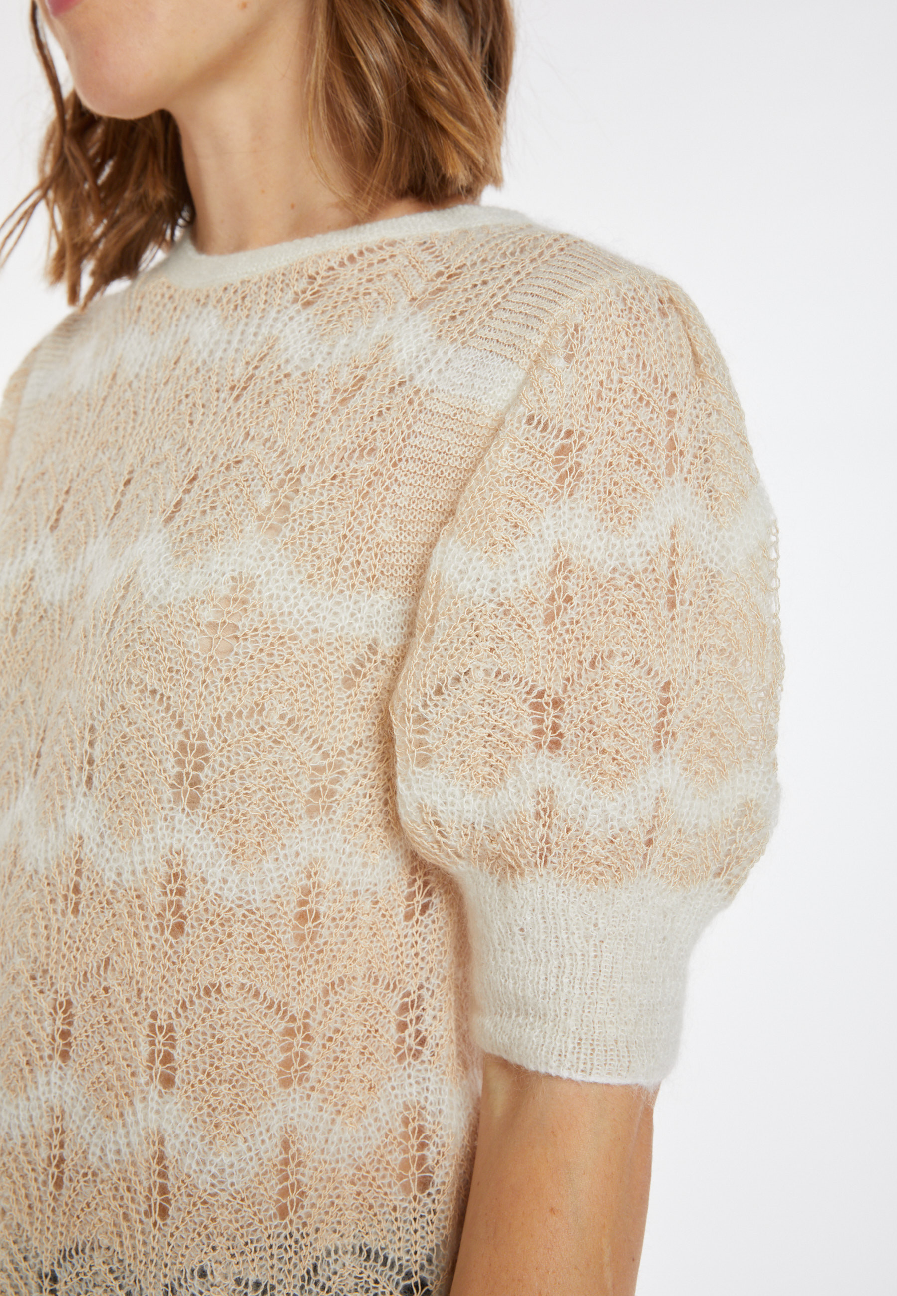 Short-sleeved mohair balloon sweater - Cosmos
