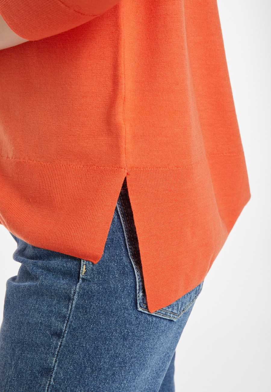 Slit turtleneck sweater in merino wool - Amy