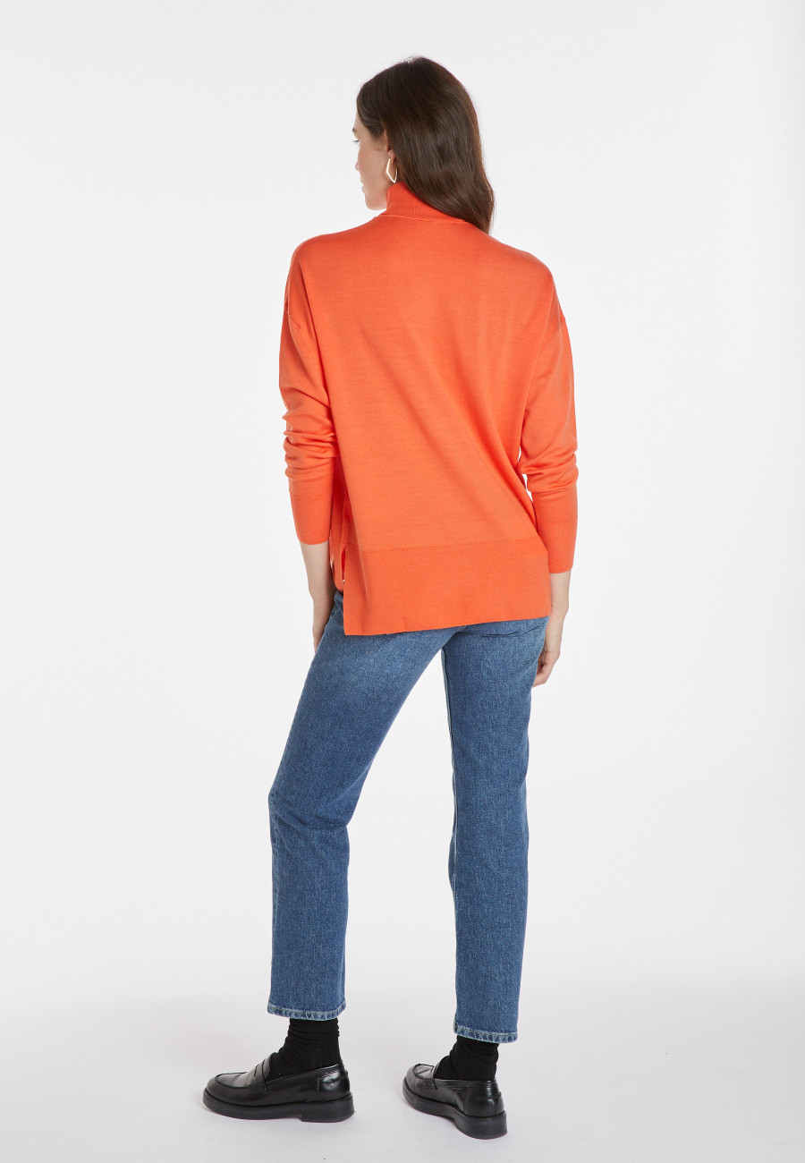Slit turtleneck sweater in merino wool - Amy