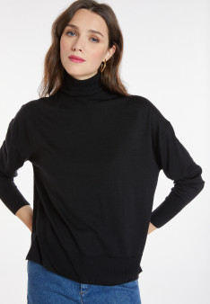 Slit turtleneck sweater in merino wool - Amy