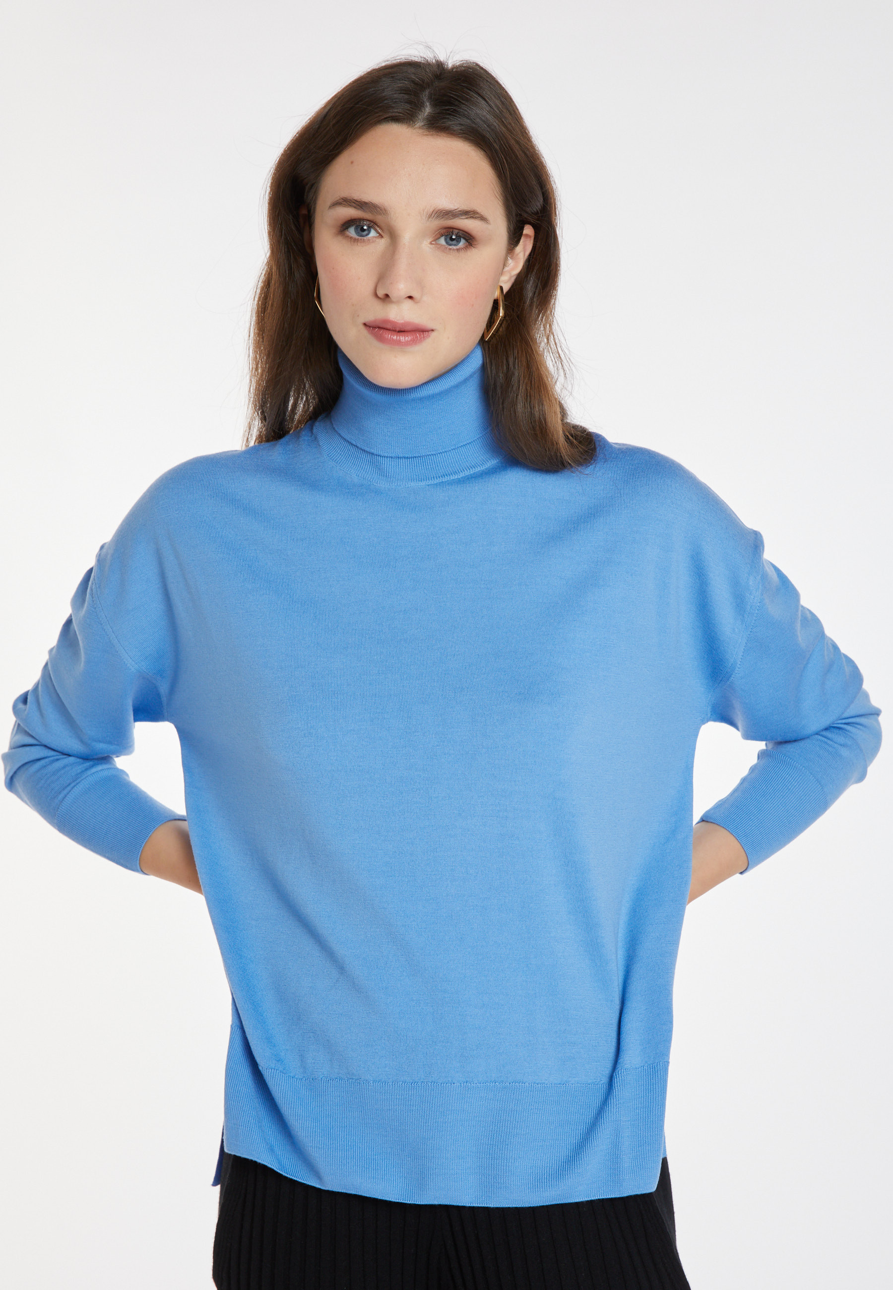 Pull col roulé à fentes en laine mérinos - Amy 8242
