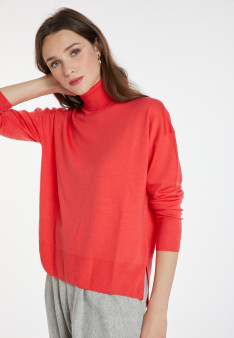Pull col roulé à fentes en laine mérinos - Amy 8280