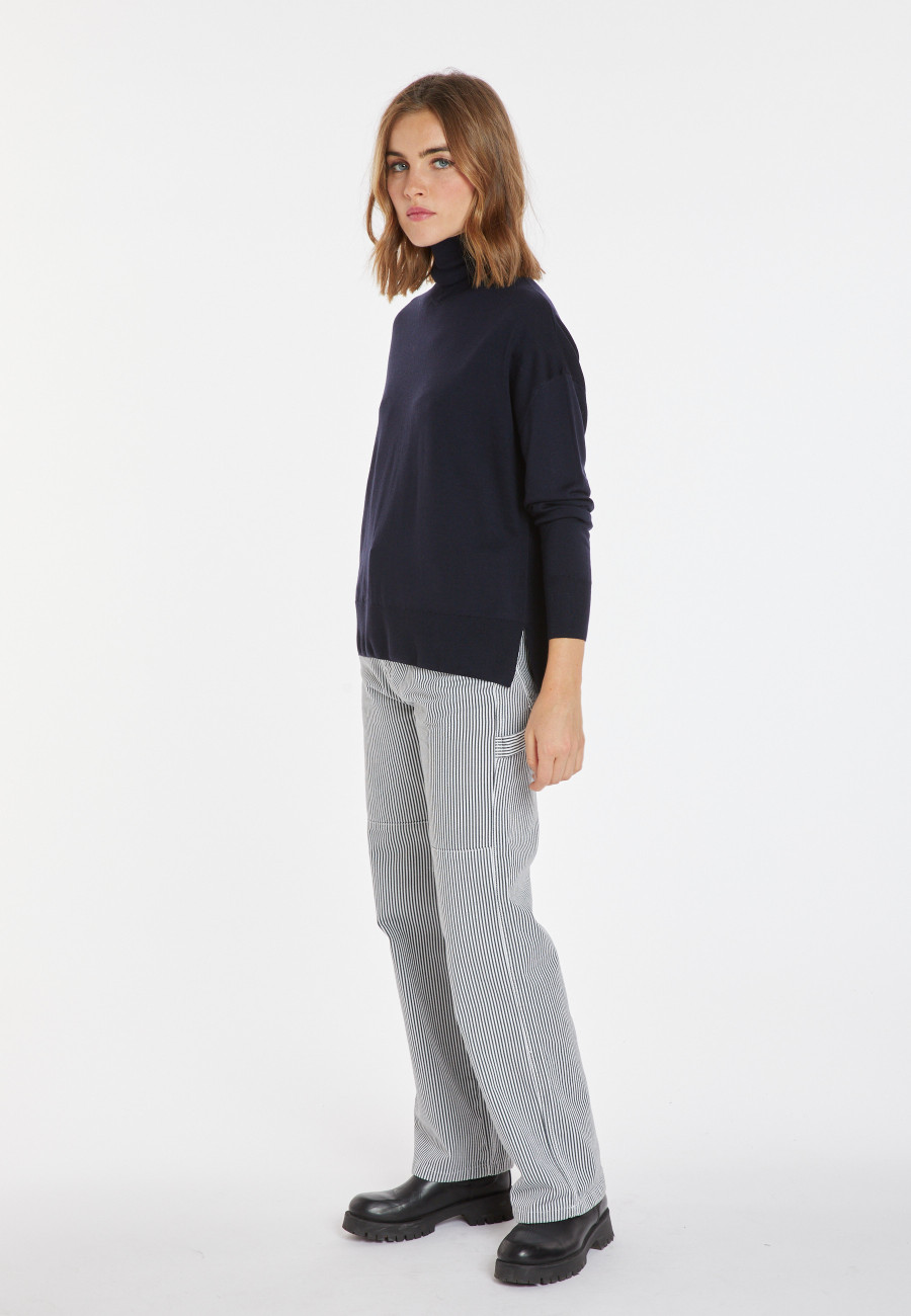 Slit turtleneck sweater in merino wool - Amy