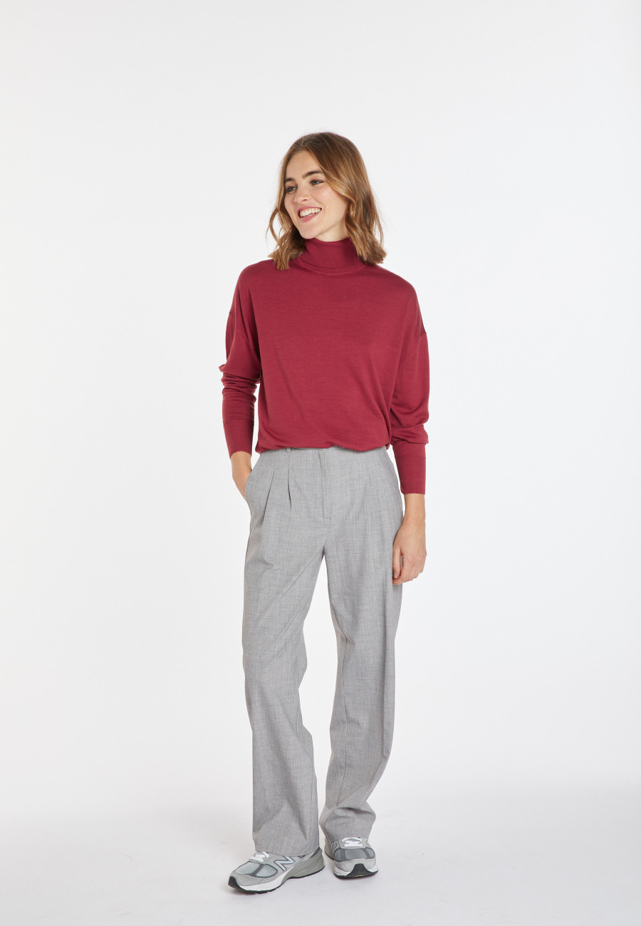 Slit turtleneck sweater in merino wool - Amy