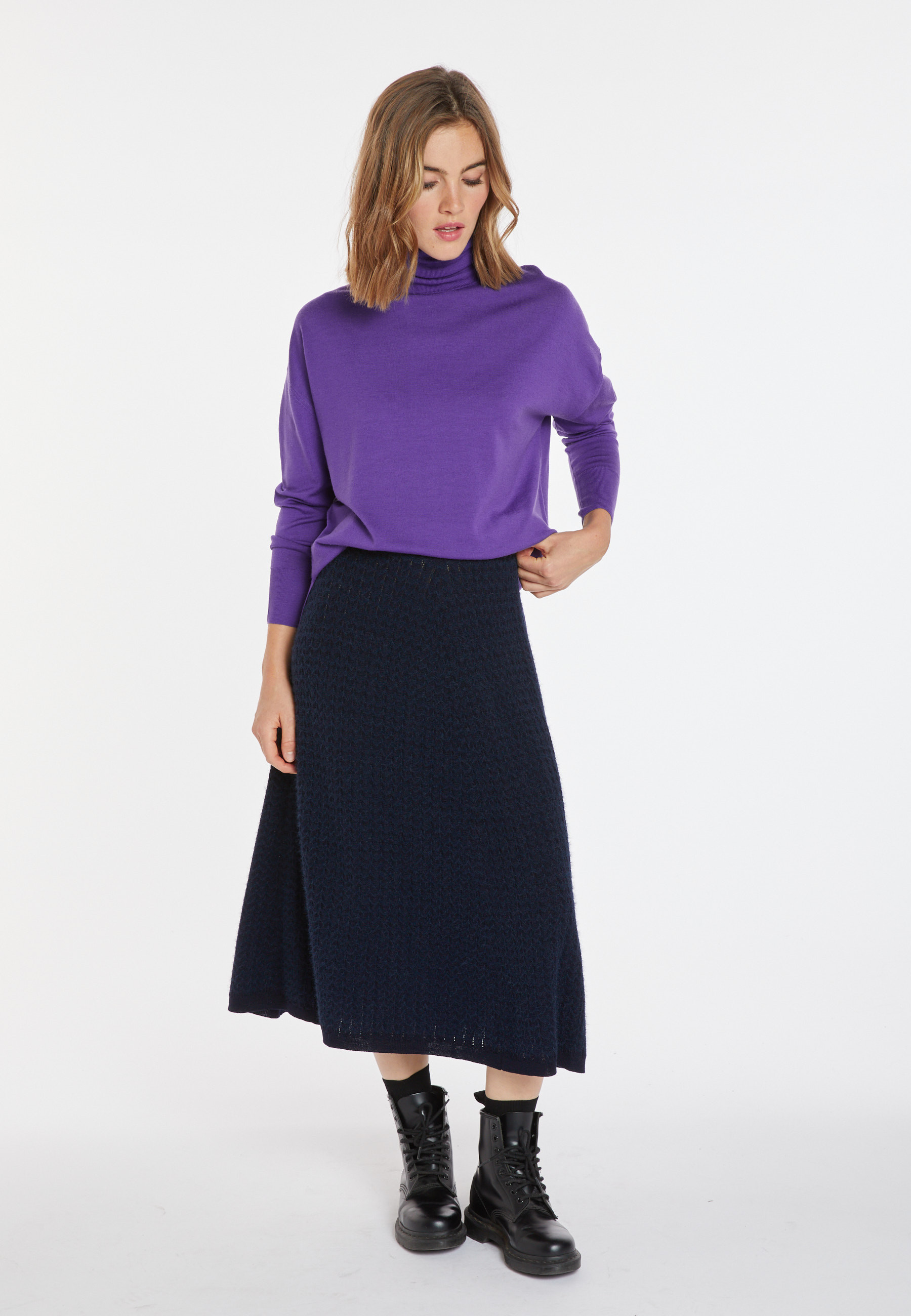 Slit turtleneck sweater in merino wool - Amy
