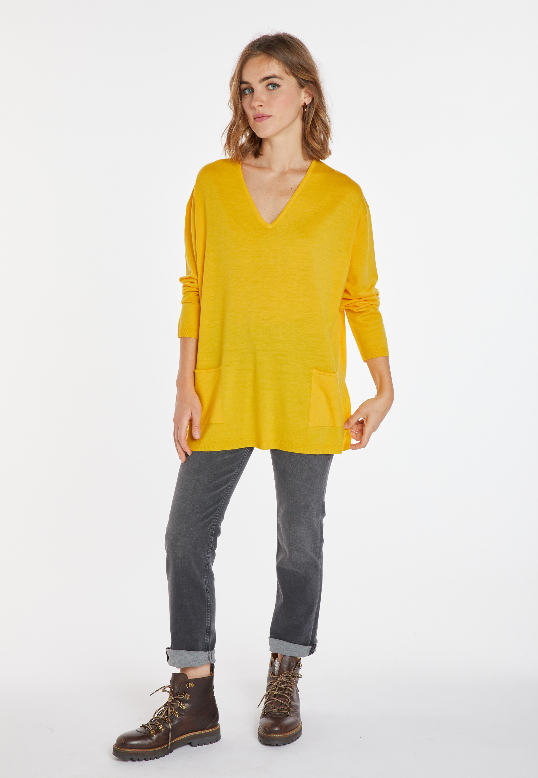 Loose-fitting merino wool sweater with pockets - Albertine