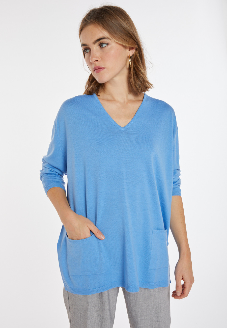 Loose-fitting merino wool sweater with pockets - Albertine