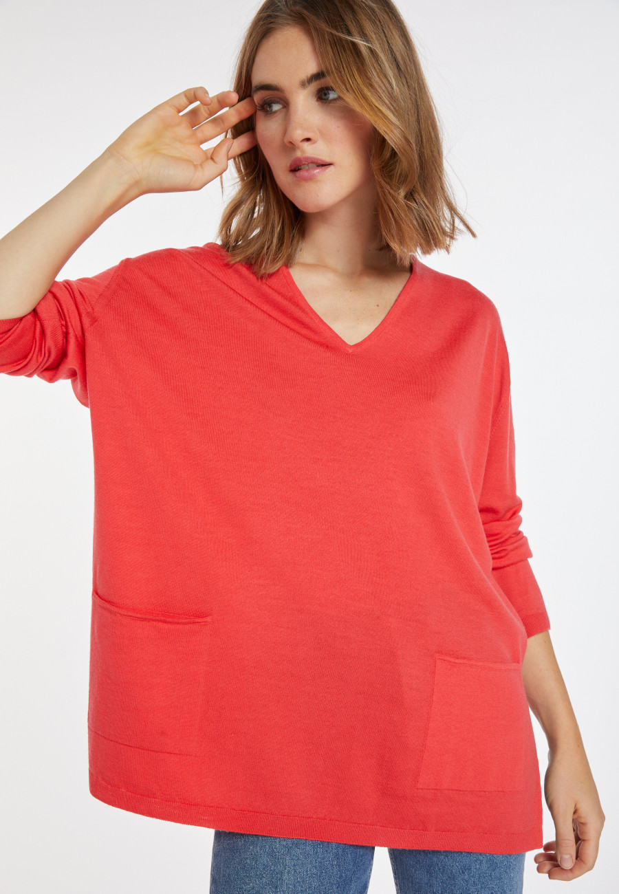 Loose-fitting merino wool sweater with pockets - Albertine