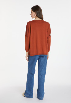 Pull ample col rond en laine mérinos - Azel 8230